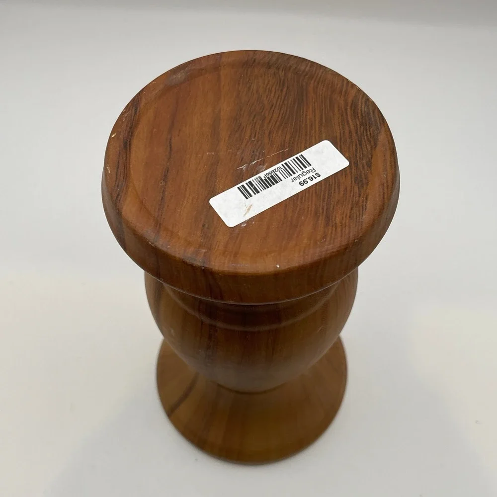 Rustic Ceramic Faux Wood Grain Urn Vase Candle Holder Brown White 7 Inch Decor